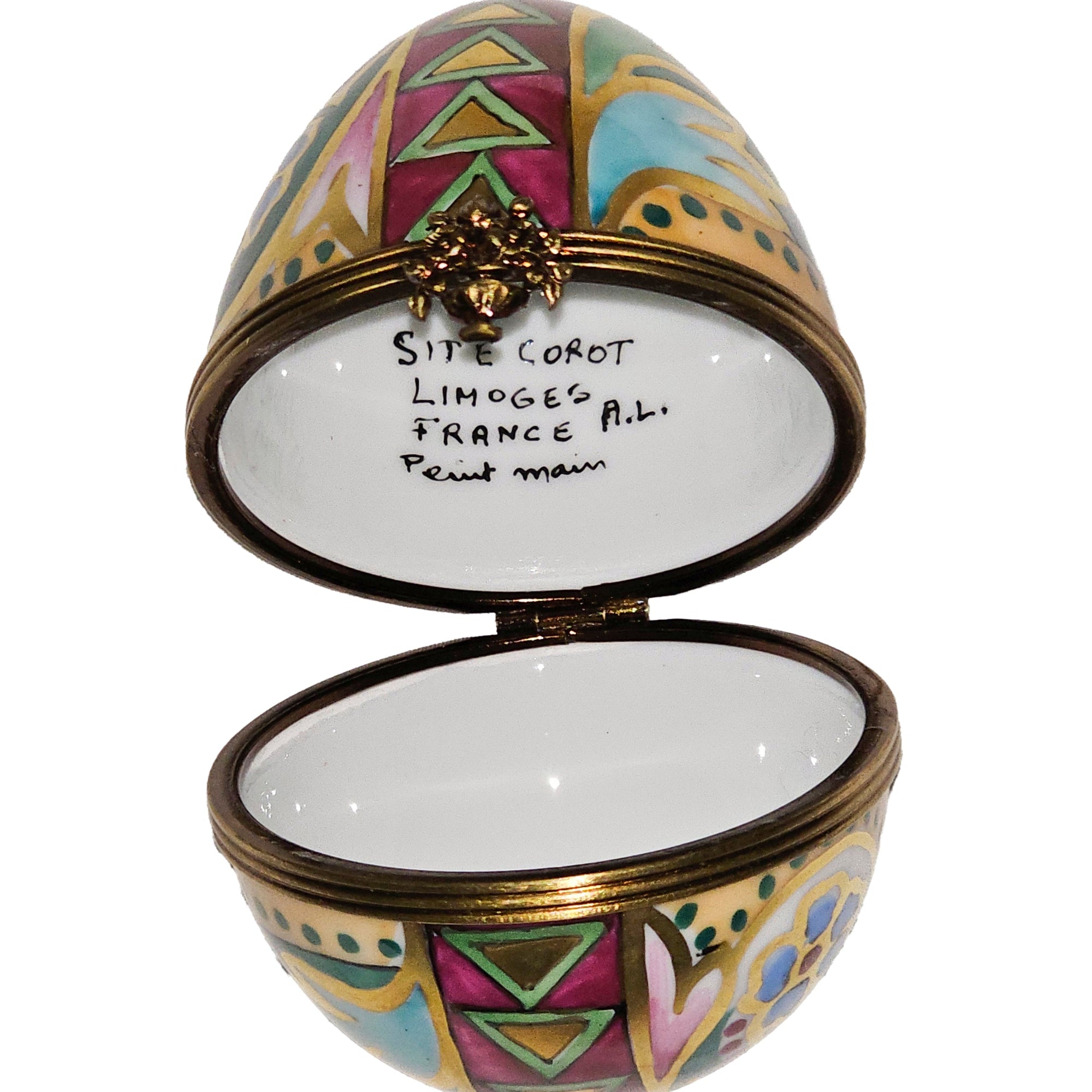 Vibrant Limoges Decorative Egg Porcelain Limoges egg French Trinket Box