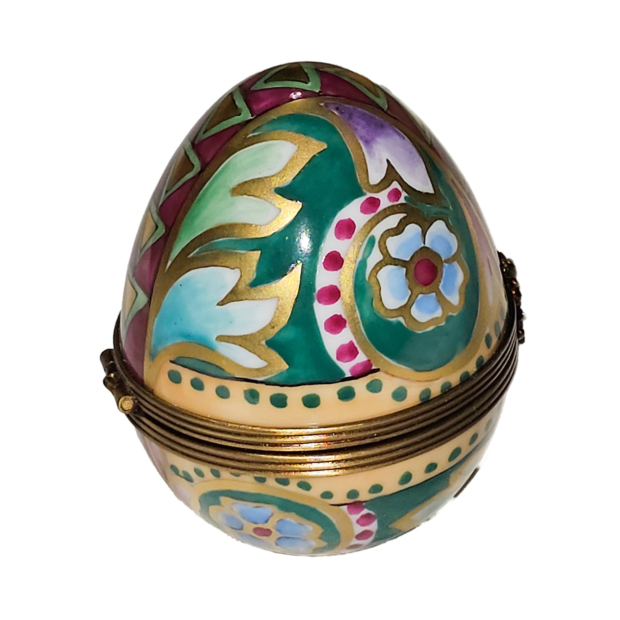Vibrant Limoges Decorative Egg Porcelain Limoges egg French Trinket Box