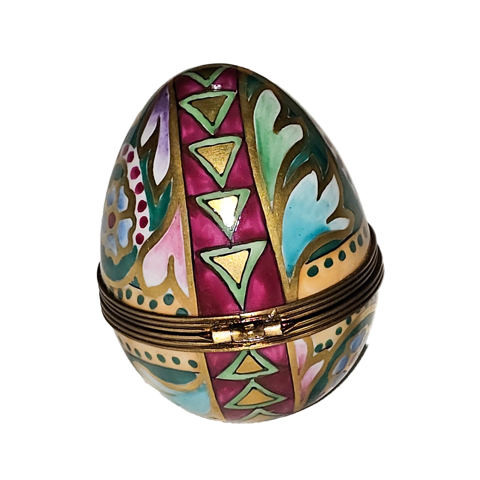 Vibrant Limoges Decorative Egg Porcelain Limoges egg French Trinket Box