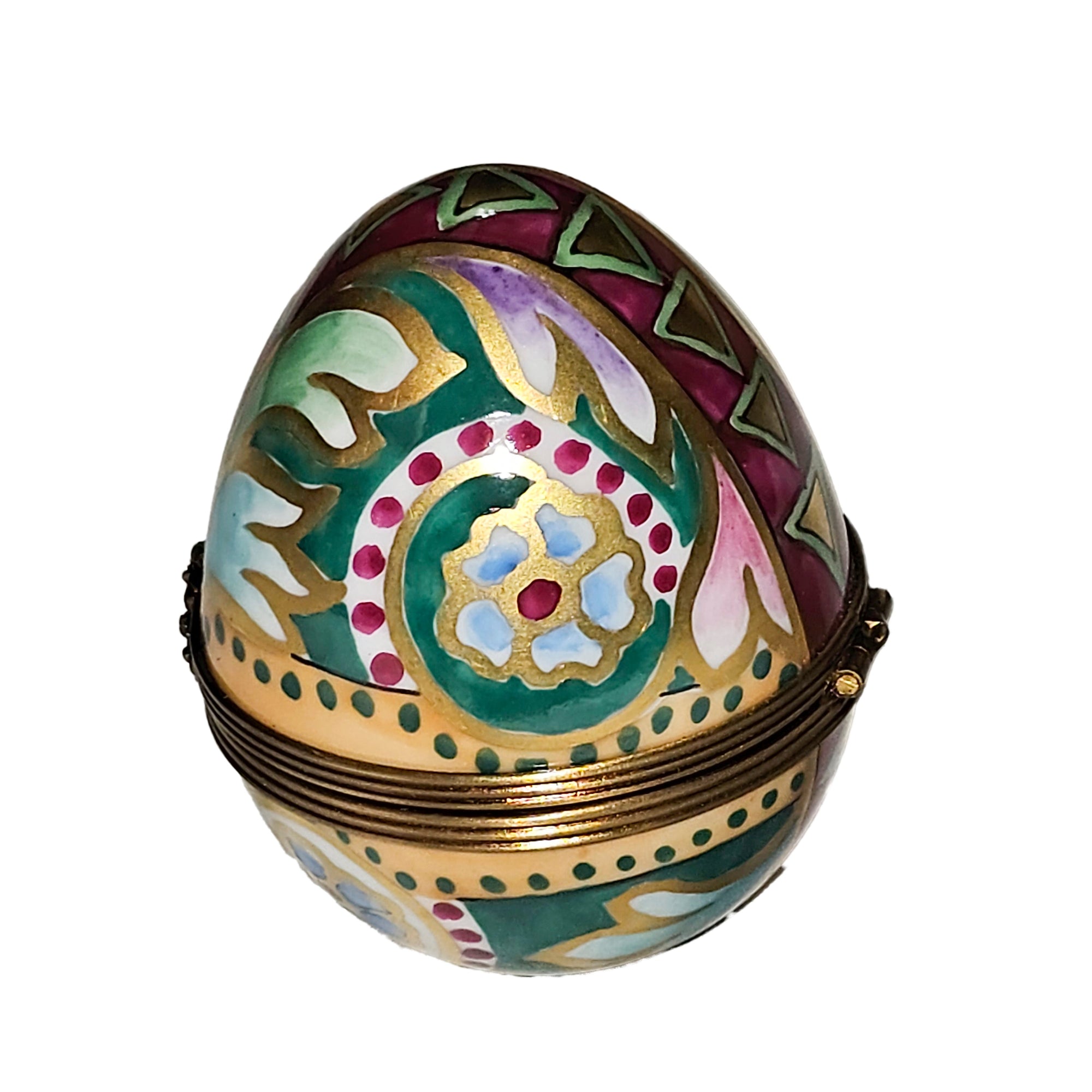 Vibrant Limoges Decorative Egg Porcelain Limoges egg French Trinket Box