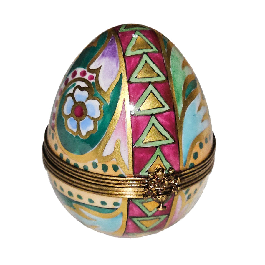 Vibrant Limoges Decorative Egg Porcelain Limoges egg French Trinket Box