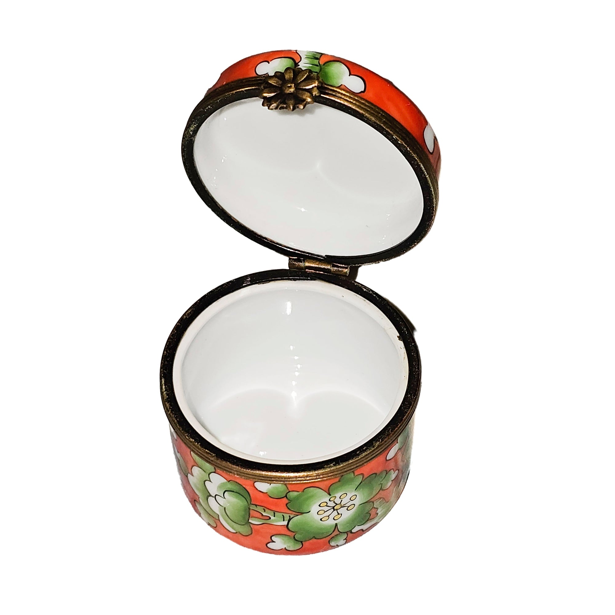 Vibrant Orange Floral Limoges Box Porcelain Limoges traditional French Trinket Box