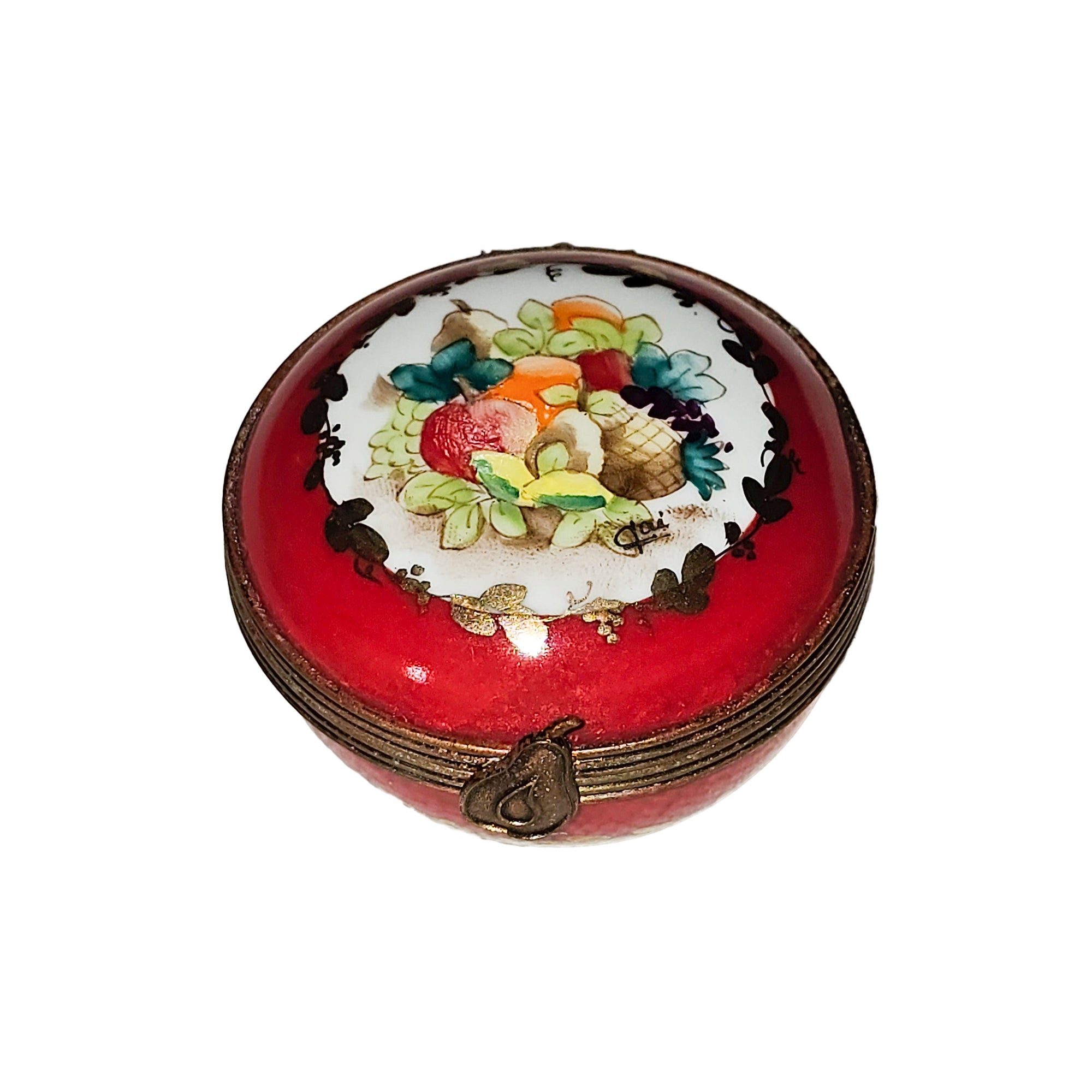 Vibrant Red Fruit Limoges Box Porcelain Limoges traditional French Trinket Box