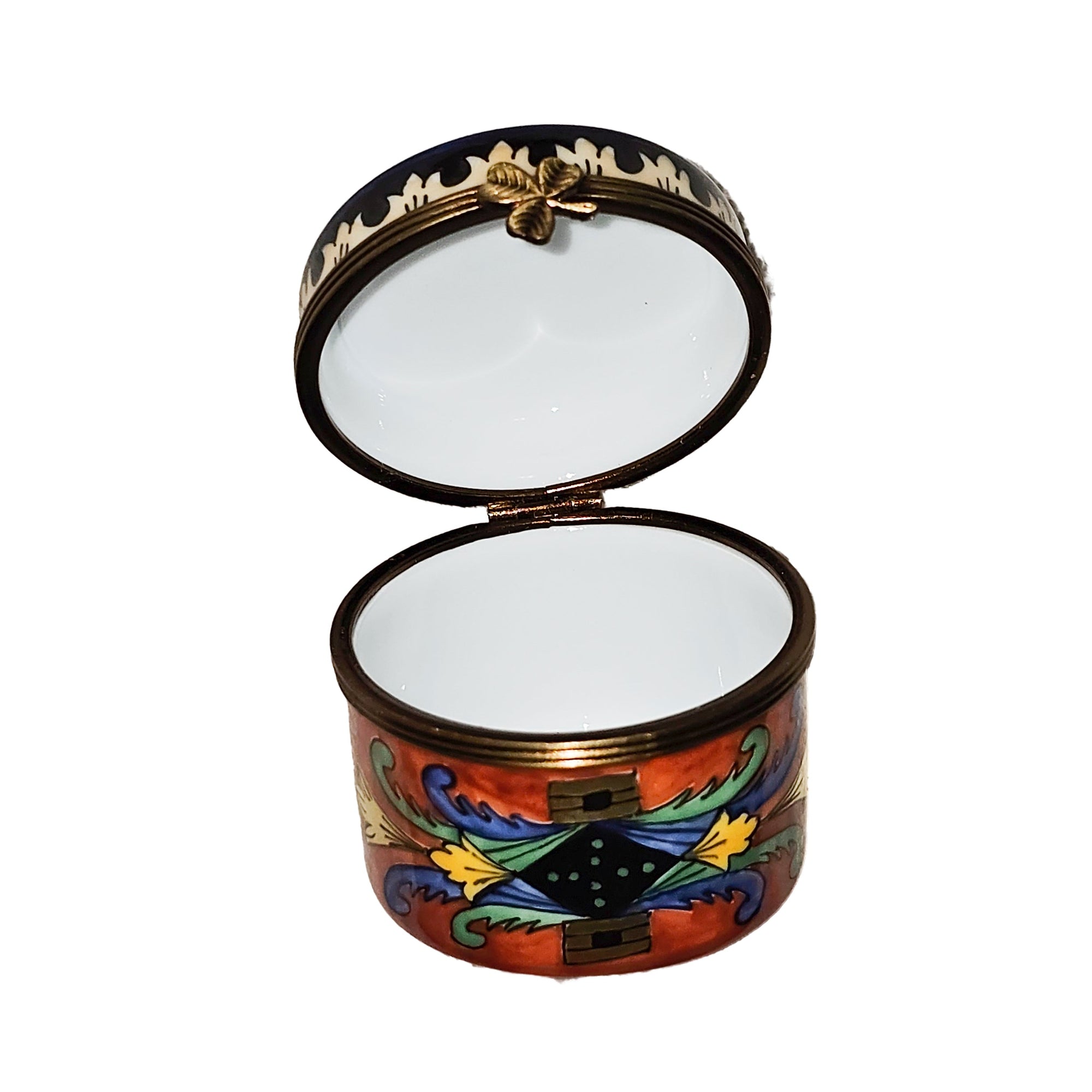 Vibrant Round Limoges Box Delight Porcelain Limoges traditional French Trinket Box