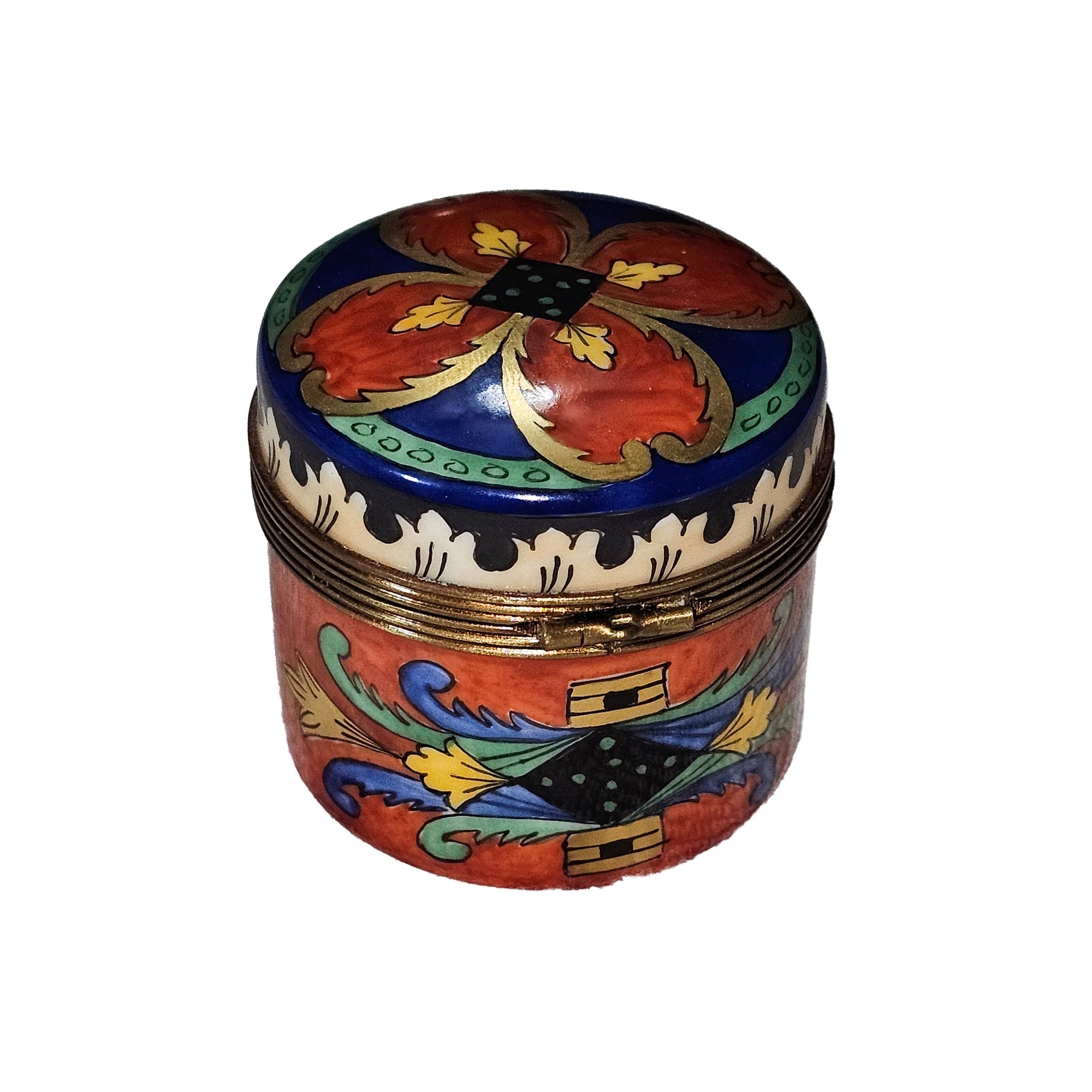 Vibrant Round Limoges Box Delight Porcelain Limoges traditional French Trinket Box