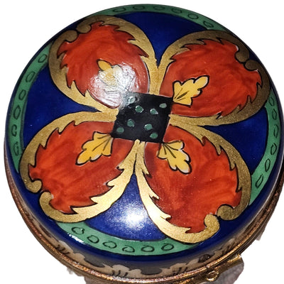 Vibrant Round Limoges Box Delight Porcelain Limoges traditional French Trinket Box