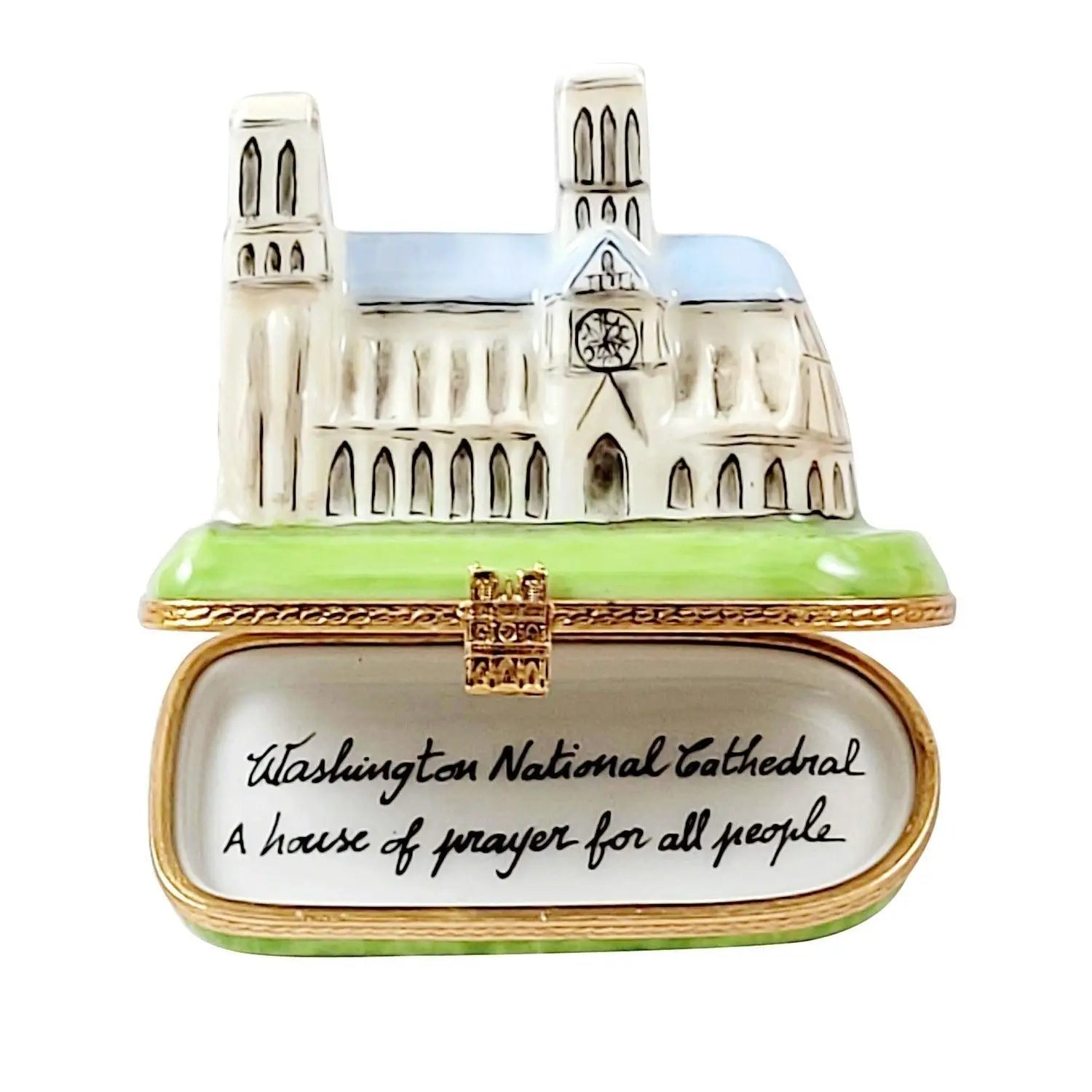 Washington National Cathedral Porcelain Limoges monuments united states religion christian French Trinket Box