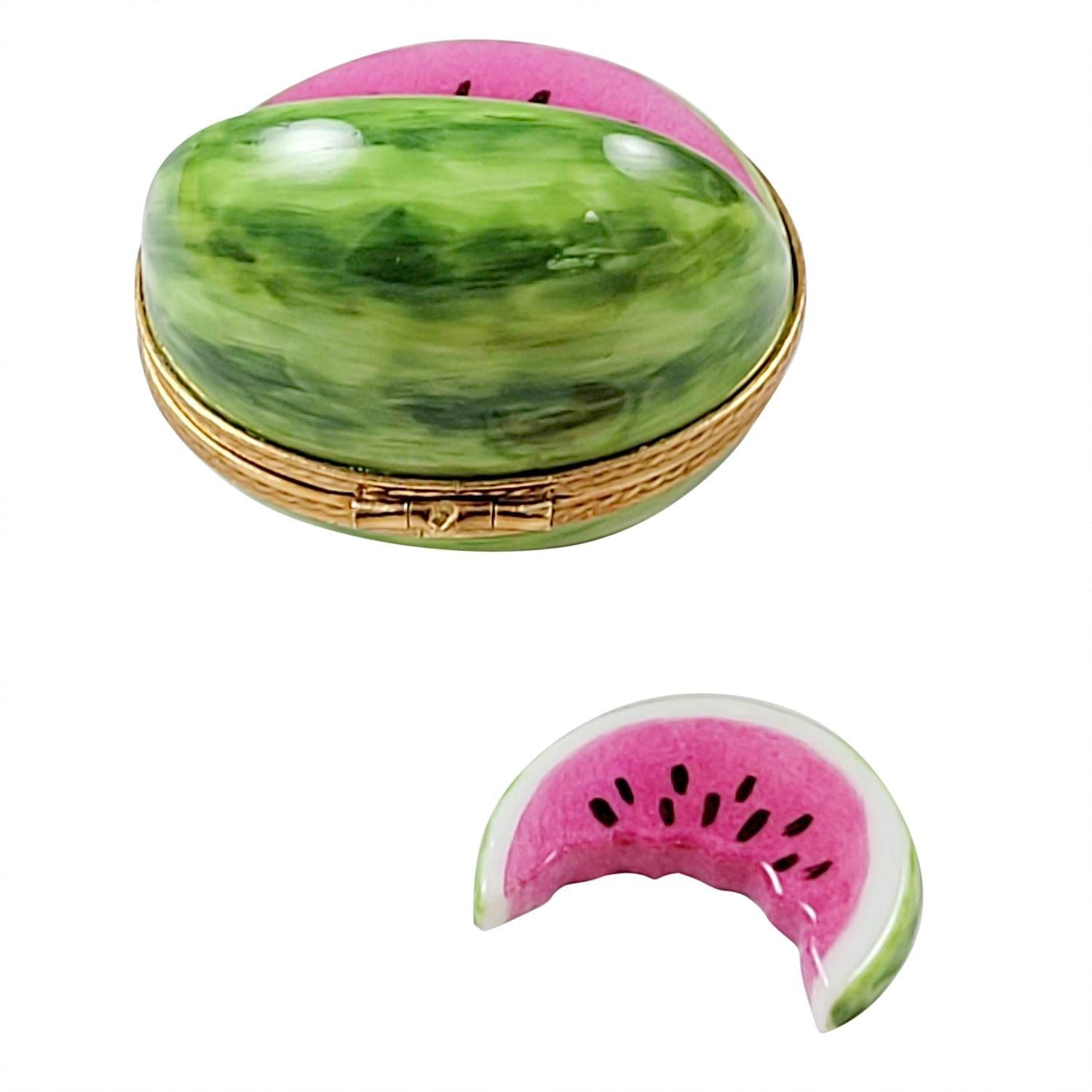 Watermelon with Removable Slice Porcelain Limoges fruit vegetable French Trinket Box