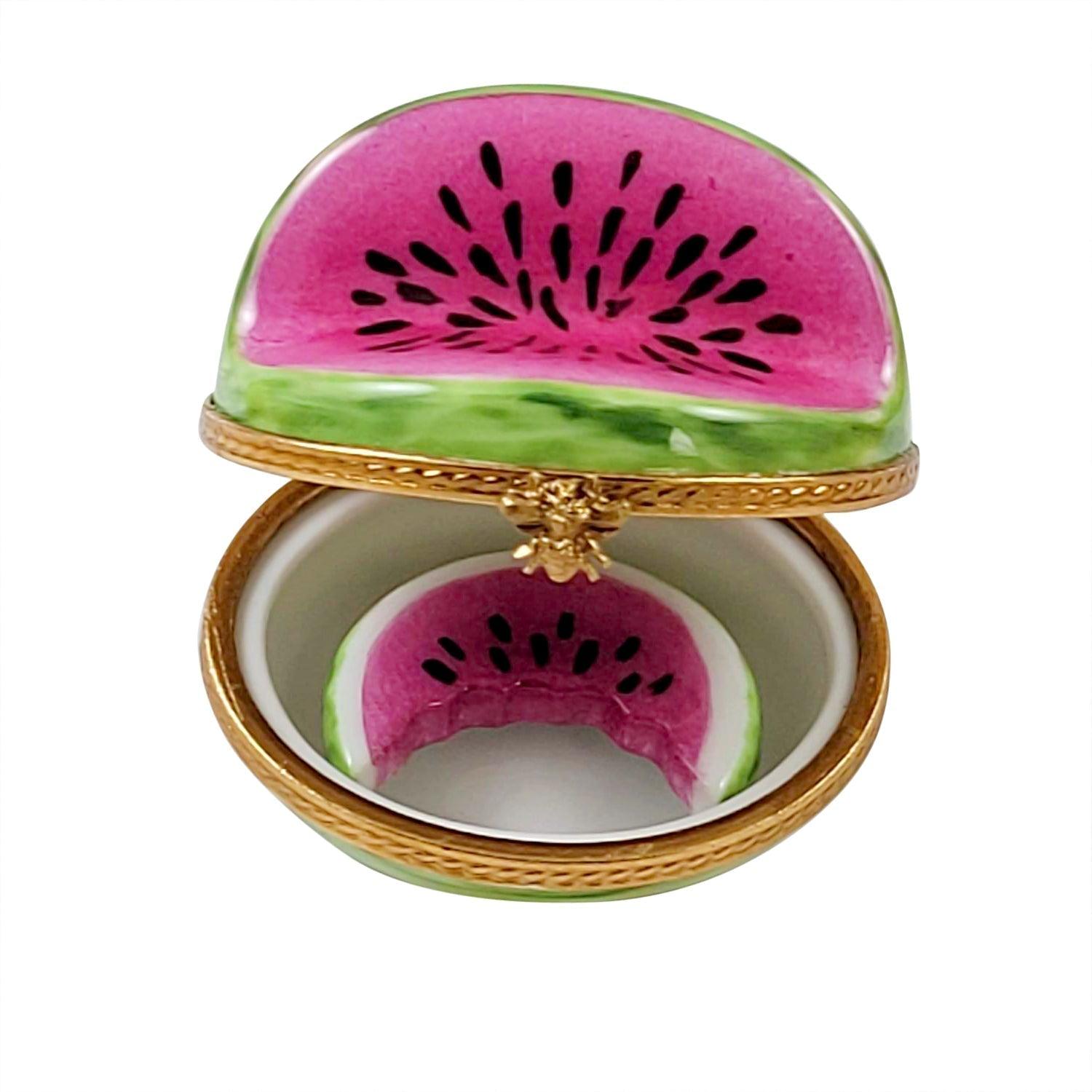 Watermelon with Removable Slice Porcelain Limoges fruit vegetable French Trinket Box