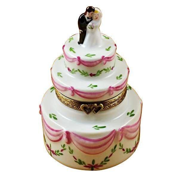 Wedding Cake with Bride and Groom Porcelain Limoges Wedding Anniversary Limoges Box Bridal French Trinket Box