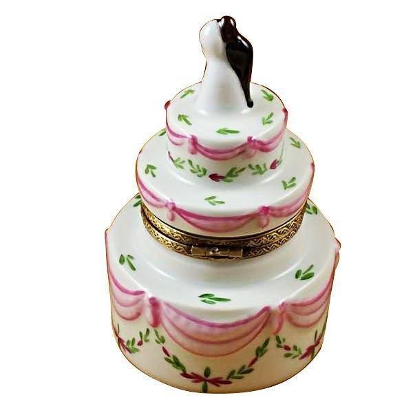 Wedding Cake with Bride and Groom Porcelain Limoges Wedding Anniversary Limoges Box Bridal French Trinket Box