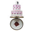 Wedding Couple on Pink White Cake Porcelain Limoges Wedding Anniversary French Trinket Box