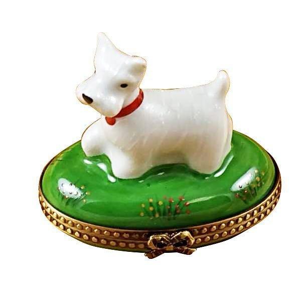 Westie Porcelain Limoges dog French Trinket Box