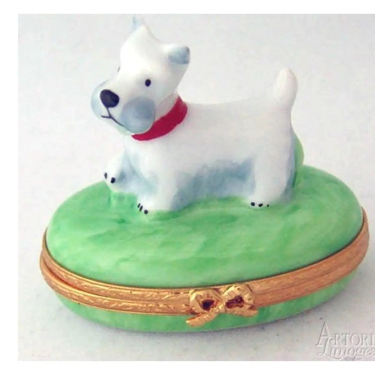 Westie or Terrier Dog Limoges Box Figurine - Limoges Box Boutique