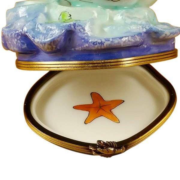 Whale with Baby Porcelain Limoges fish beach ocean French Trinket Box