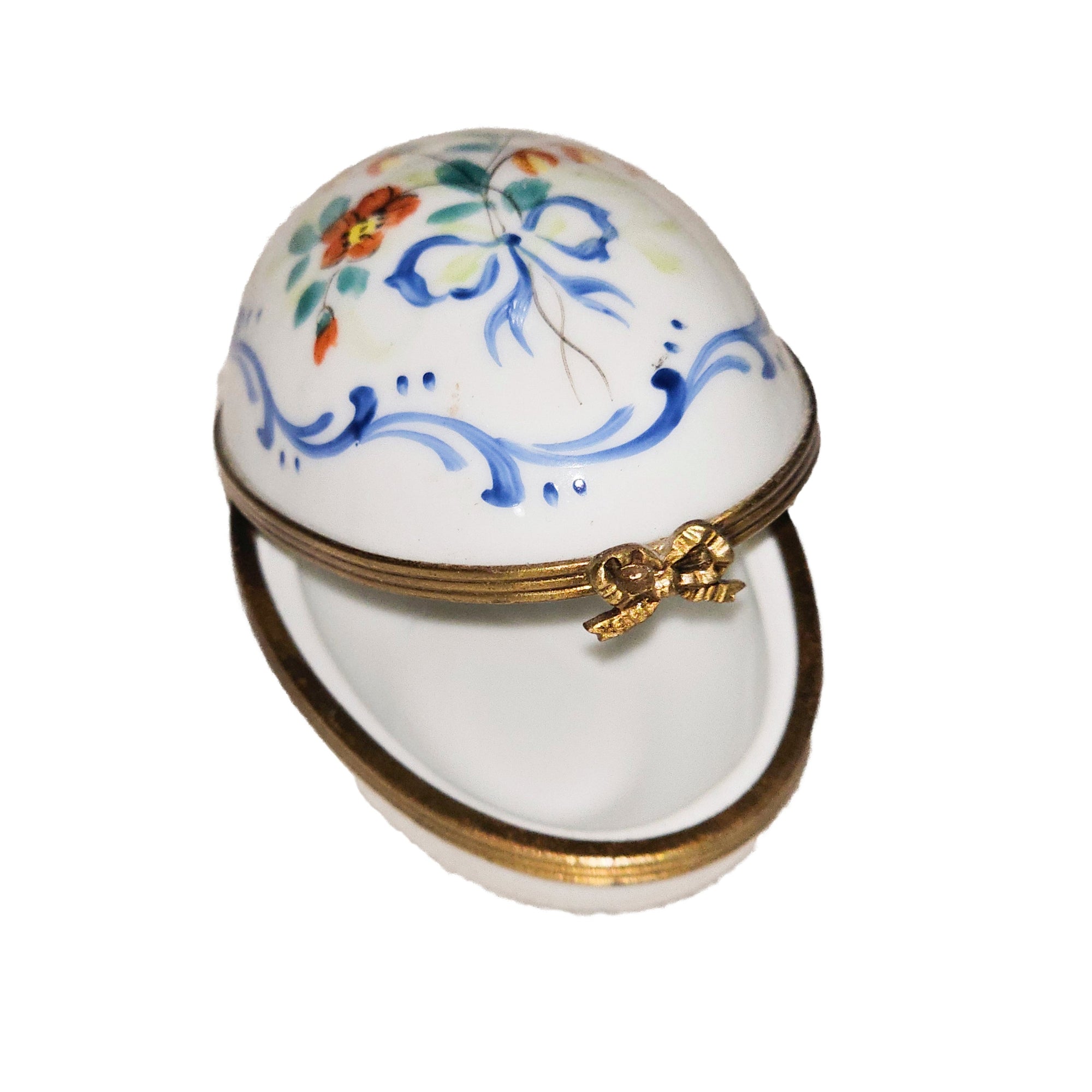 White Egg with Floral Elegance Porcelain Limoges egg French Trinket Box