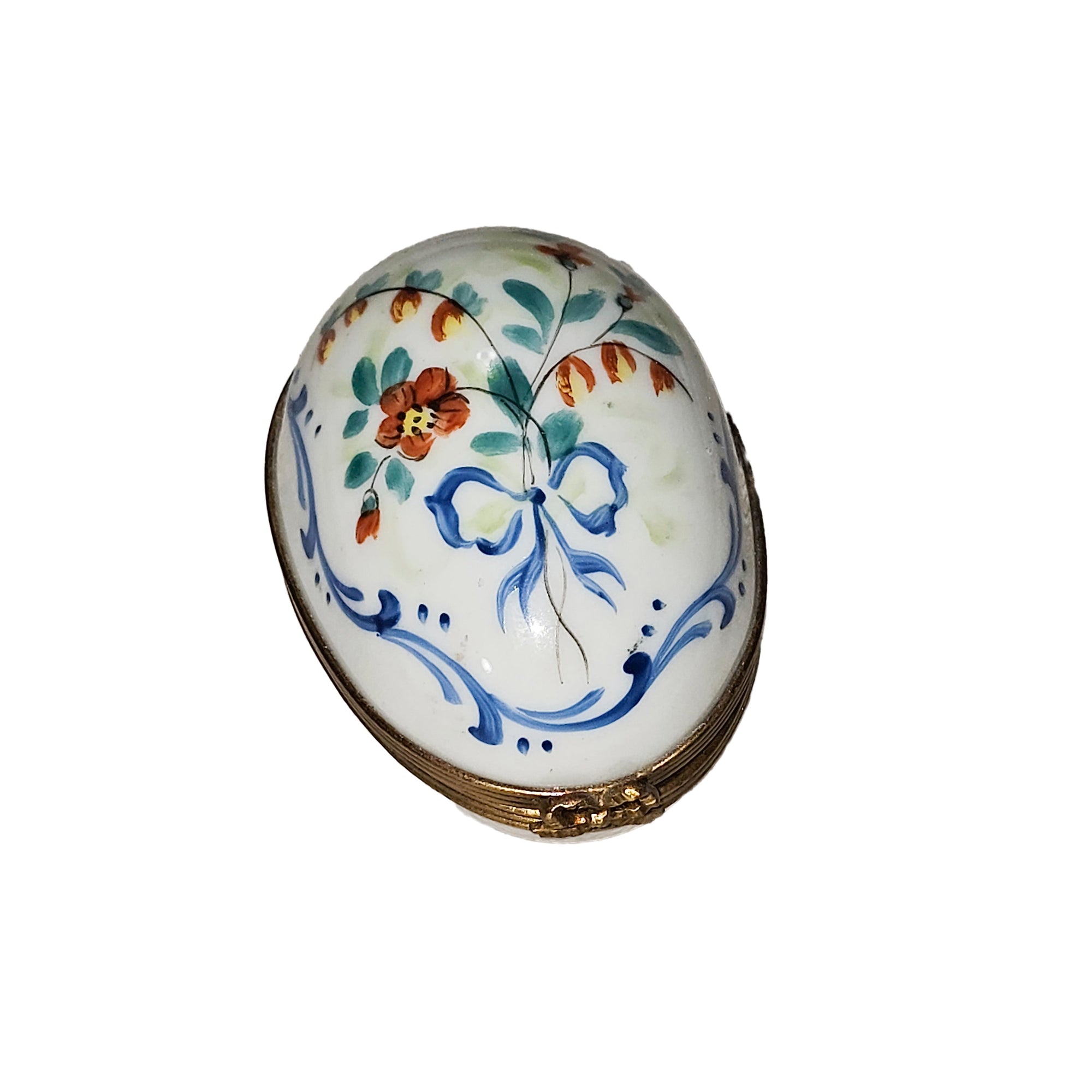 White Egg with Floral Elegance Porcelain Limoges egg French Trinket Box