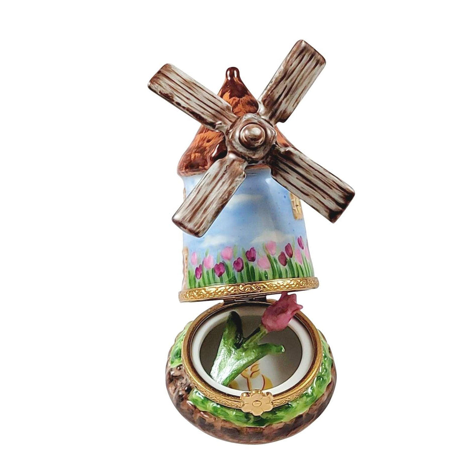 Windmill w Tulip Porcelain Limoges Limoges Imports Limoges Boxes travel spring French Trinket Box