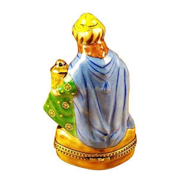 Wiseman - Green Coat Porcelain Limoges nativity French Trinket Box