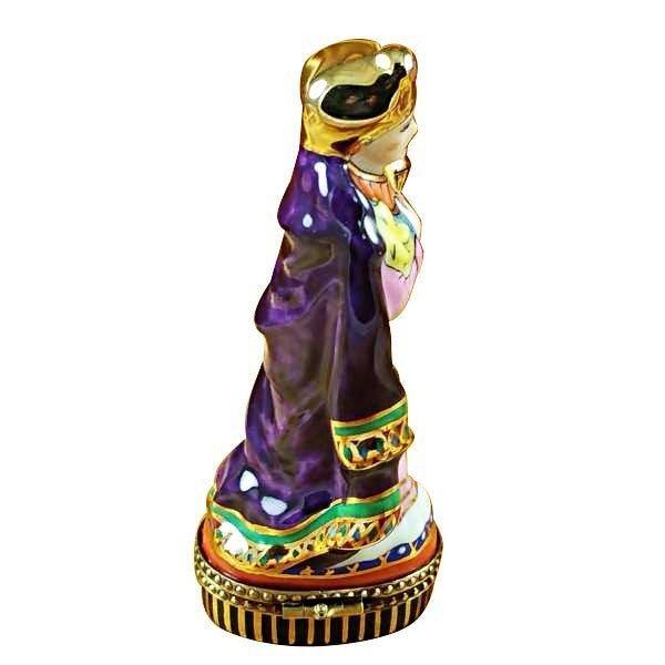 Wiseman - Purple Coat Porcelain Limoges nativity French Trinket Box