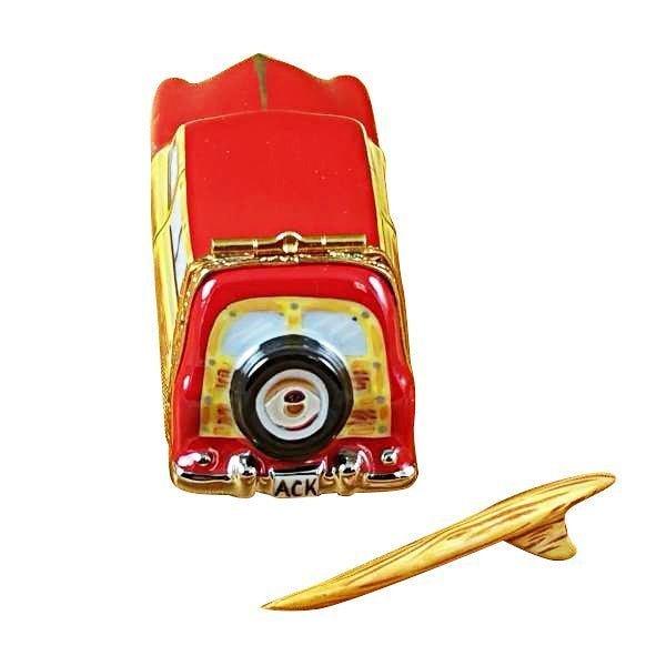 Woodie with Surf Board Porcelain Limoges sports beach vehicle French Trinket Box