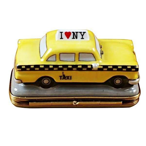 Yellow Taxi - I Love New York Porcelain Limoges vehicle united states French Trinket Box