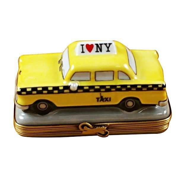 Yellow Taxi - I Love New York Porcelain Limoges vehicle united states French Trinket Box