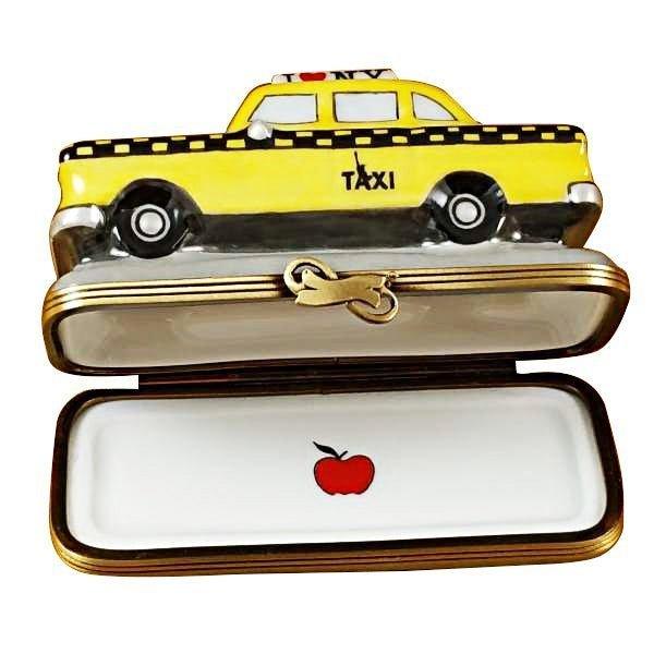 Yellow Taxi - I Love New York Porcelain Limoges vehicle united states French Trinket Box