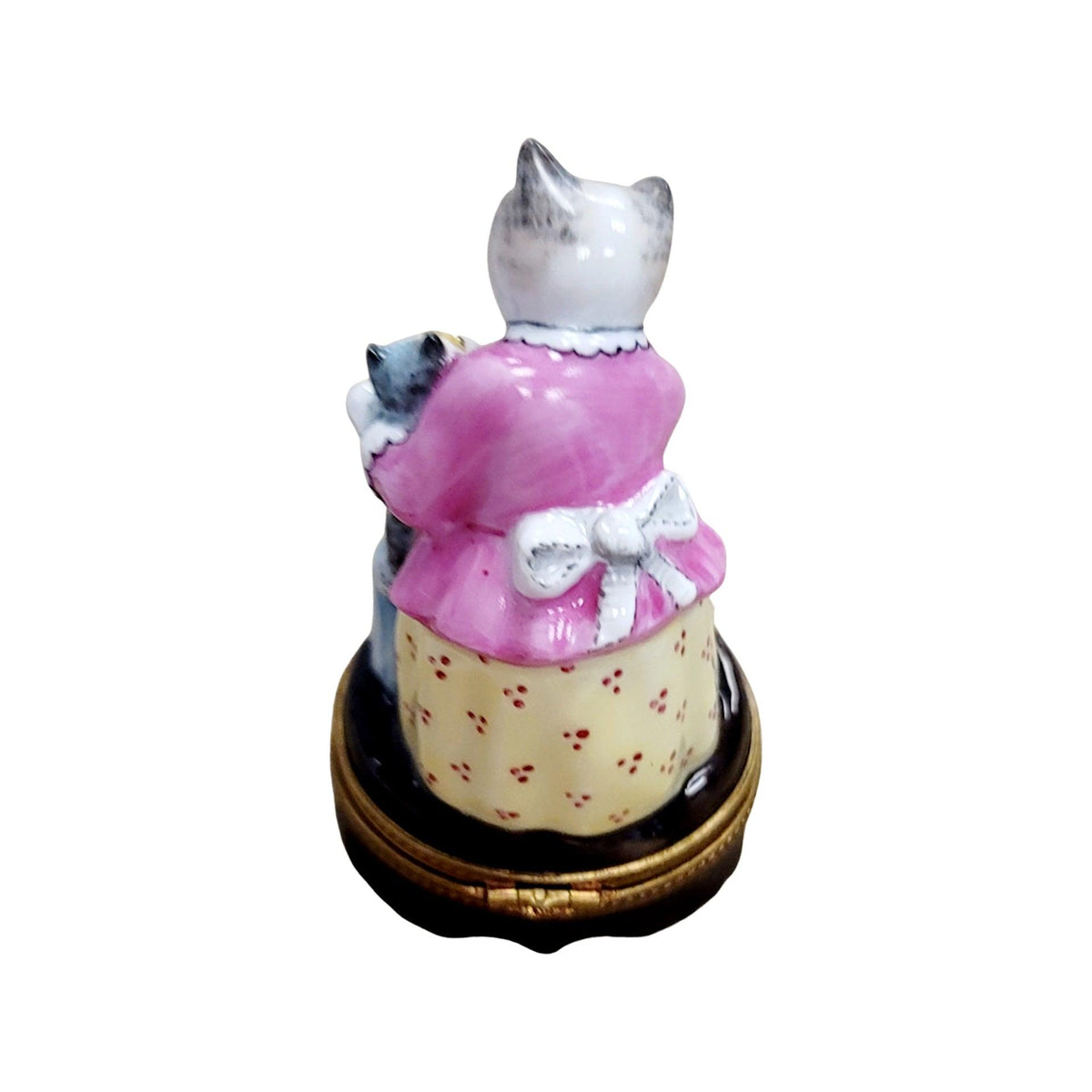 Mother Cat Feeding Baby Porcelain Limoges Trinket Box - Limoges Box Boutique