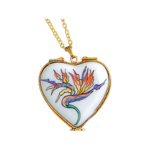 Heart Limoges Bird of Paradise Pendant Frame