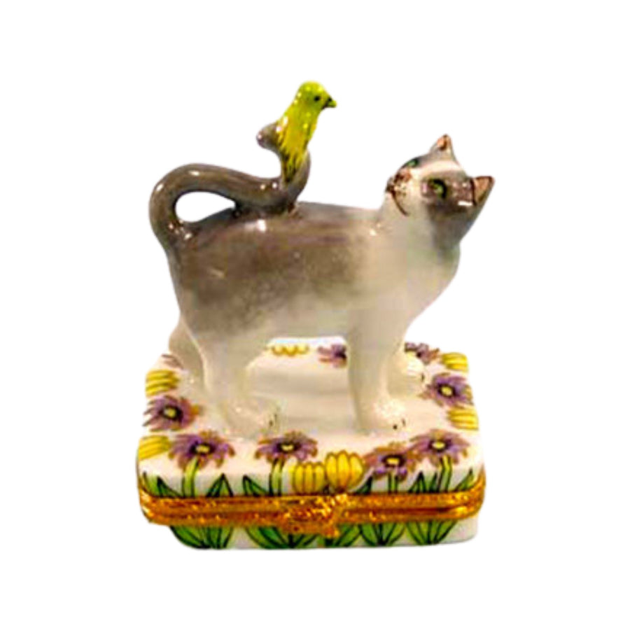 Cat w Canary Limoges Box Figurine - Limoges Box Boutique
