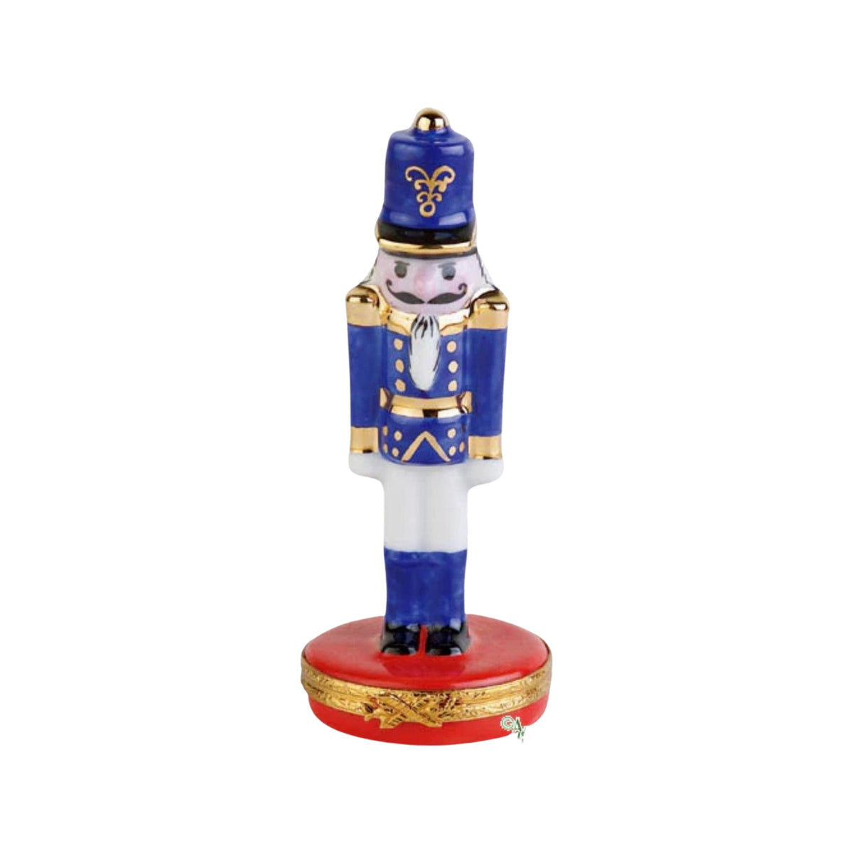 Blue Nutcracker with Gold Trim and Intricate Floral Design