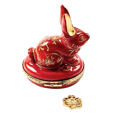 2023 Year of the Rabbit with Removable Filigree Coin Limoges Box Oriental Chinese China Limoges Box - Limoges Box Boutique