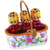 Basket w 3 Perfume Bot-Tles Home Porcelain Limoges Trinket Boxes Porcelain Limoges Trinket Box - Limoges Box Boutique