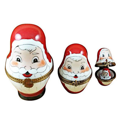 Handcrafted Christmas decoration with 4 jolly Santa figures