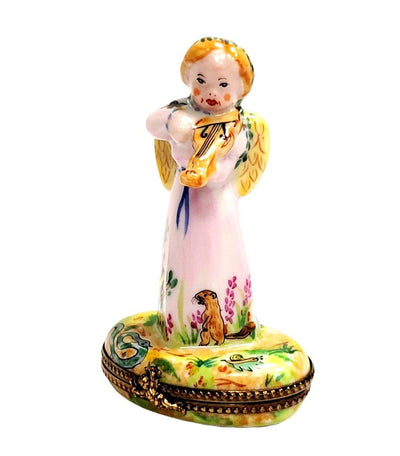 Angel w Violin Garden of Eden Limoges Box Porcelain Figurine-Angel-CH3S322