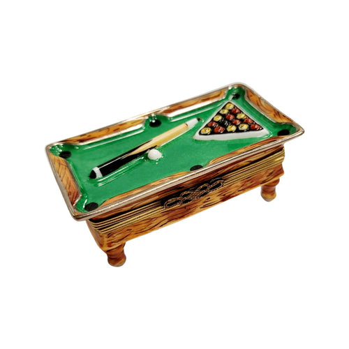 Billiards Pool Table 8 Ball Game Limoges Box Porcelain Figurine-sports games-CH3S171