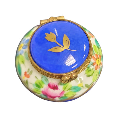 Blue Flowers Round Pill-LIMOGES BOXES traditional-CH11M317