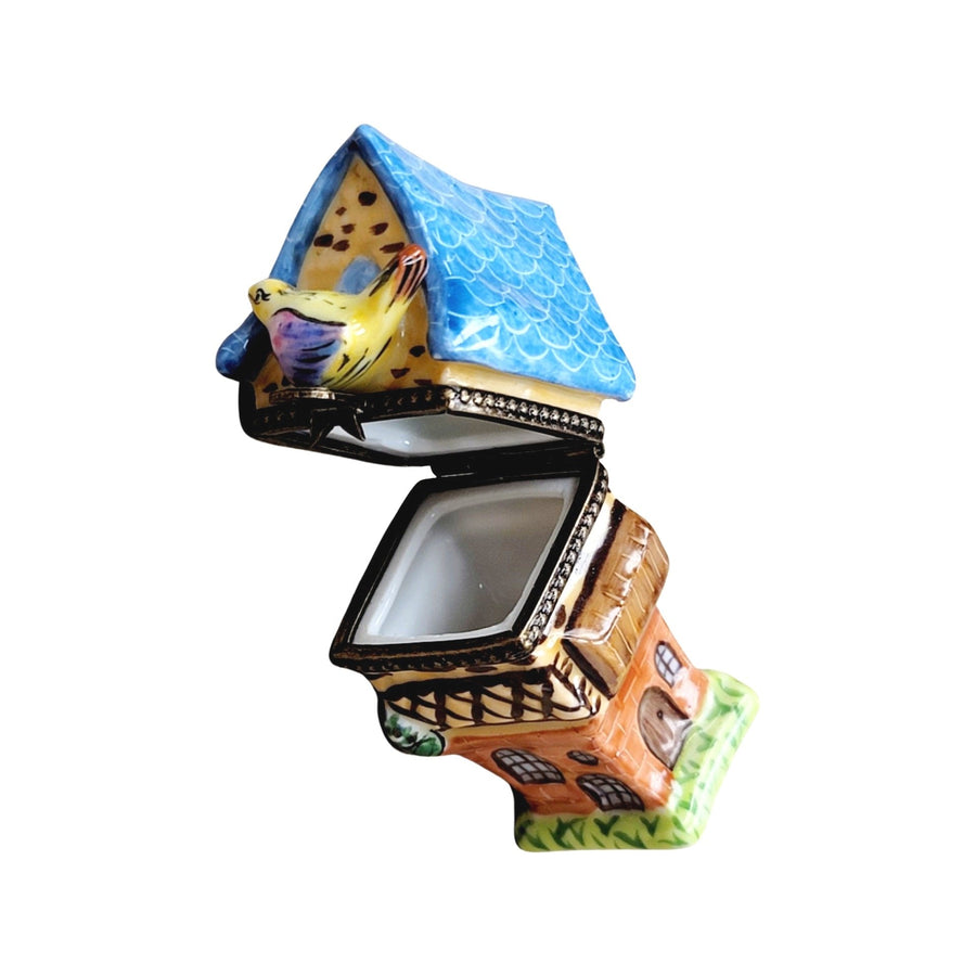 Blue Roof Bird House-Limoges Box birds garden-CH6D176