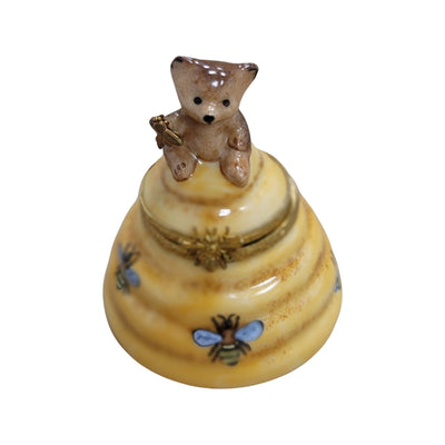 Brown Bear on Bee Hive Honey Comb-bear limoges boxes-CH8C193
