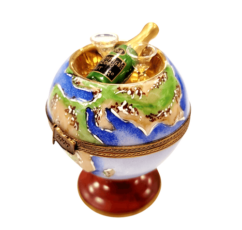 Champagne Globe 2000 Limoges Box Porcelain Figurine-WINE LIMOGES BOXES wine travel-CH1R318