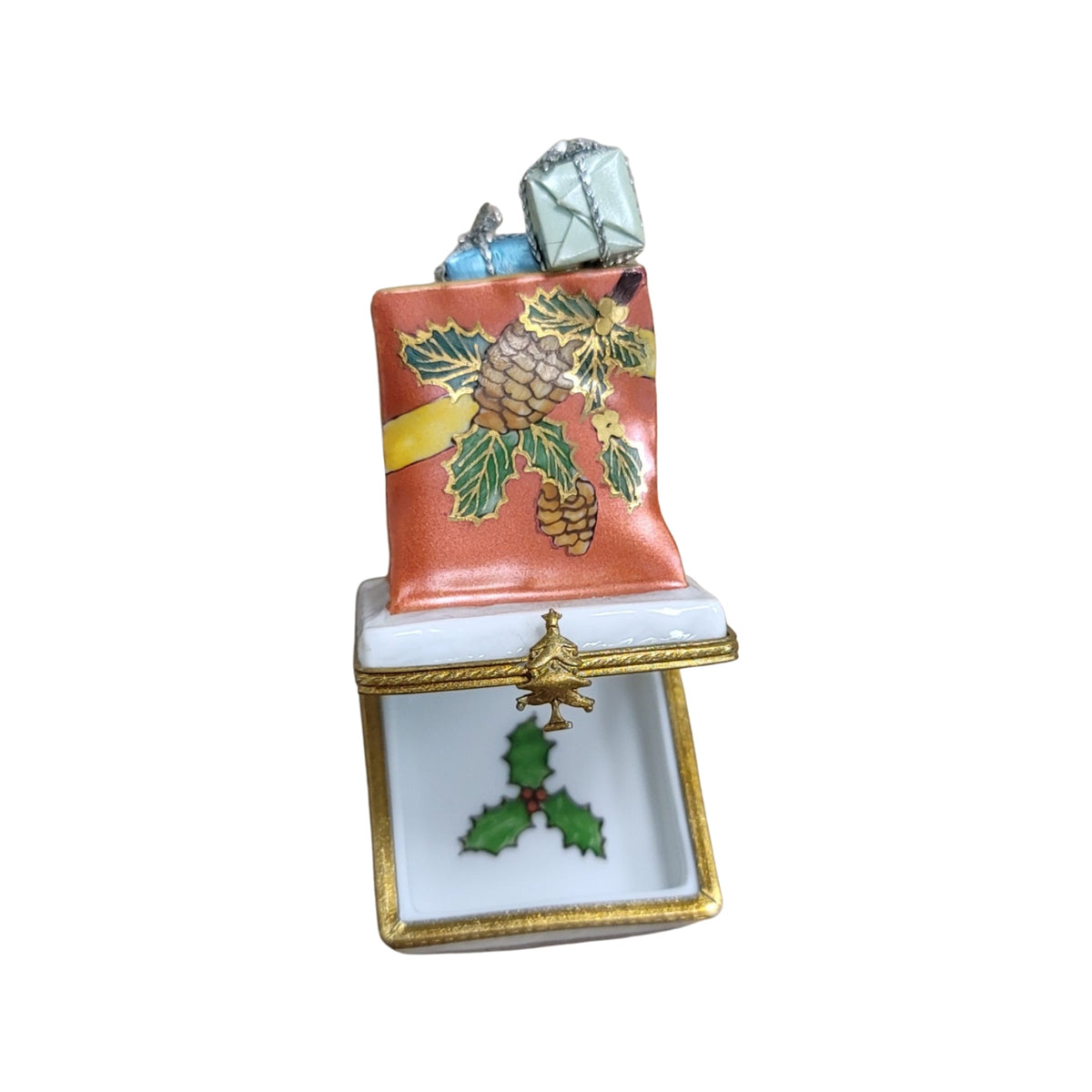 Christmas Bag of Gifts Limoges Box Porcelain Figurine-xmas-CH8C266