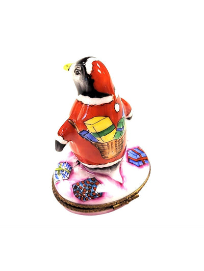 Christmas Santa Penguin Limoges Box Figurine - Limoges Box Boutique