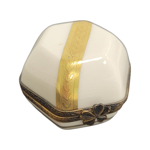 Gold White Hexagon Pill-LIMOGES BOXES traditional-CH11M410