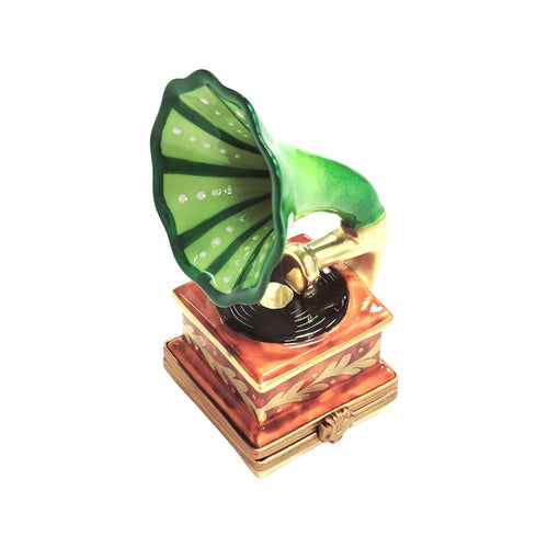 Green Victrola record player Limoges Box Porcelain Figurine-Music LIMOGES BOXES-CH2P104