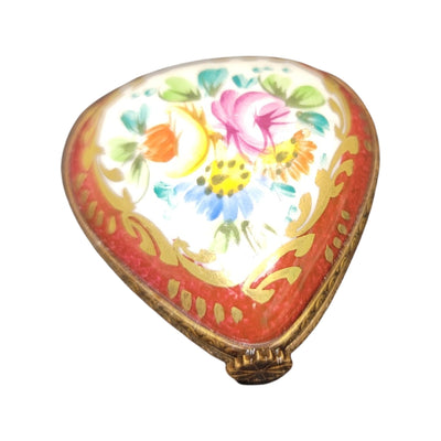 Heart Brown Red Flowers-hearts LIMOGES BOXES-CH11M182ht