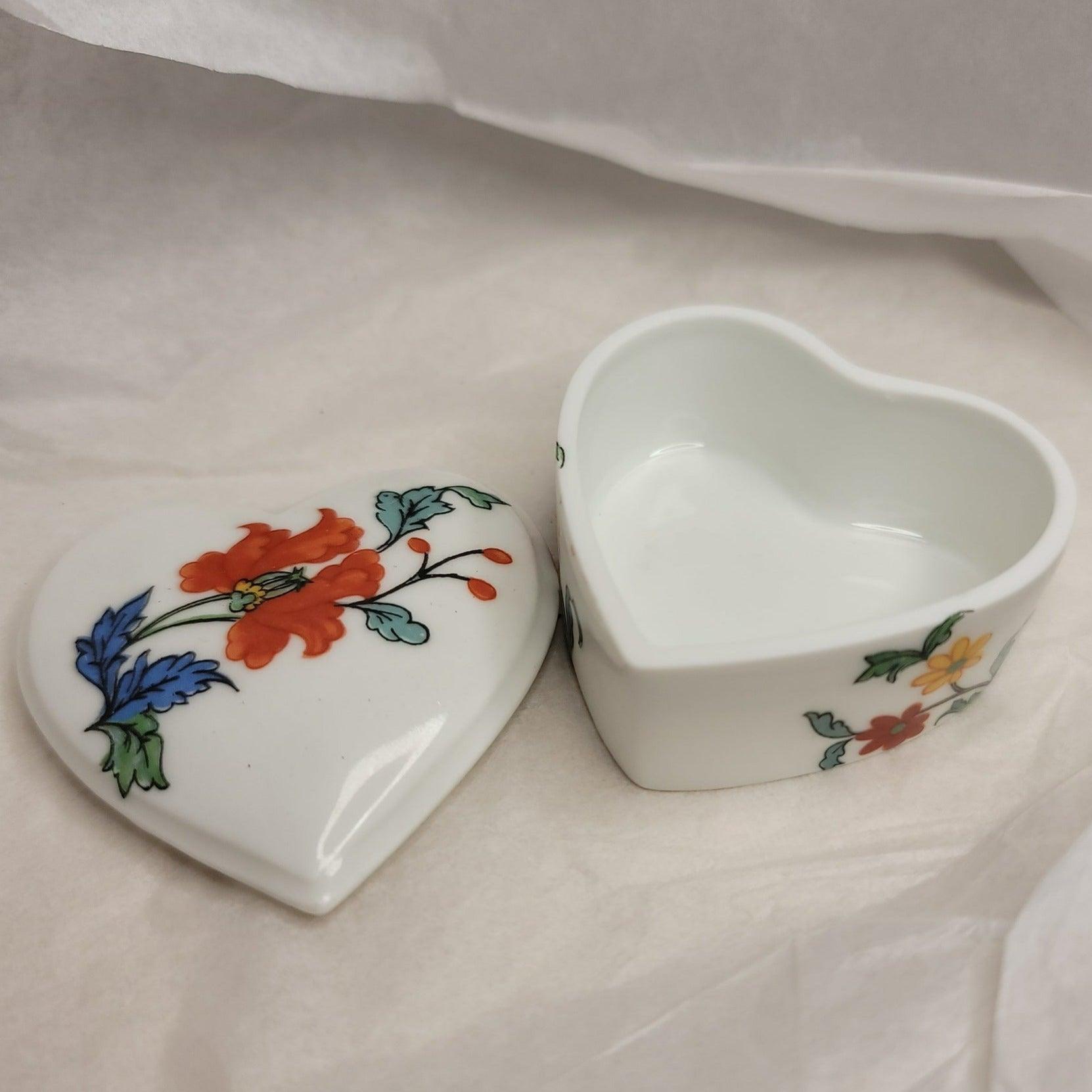 Heart orange blue flowers- UNHINGED Limoges Trinket Box - Limoges Box Boutique