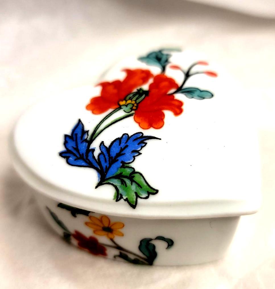 Heart orange blue flowers- UNHINGED Limoges Trinket Box - Limoges Box Boutique