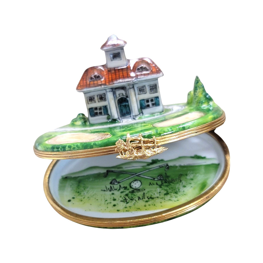 House w Golf Course Limoges Box Porcelain Figurine-sports golf limoges box-CH7N230