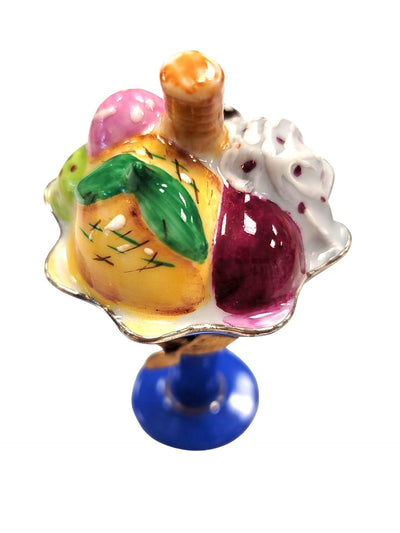 Ice Cream Sunday w Fruit Rare Limoges Box Porcelain Figurine-food-CH3S174